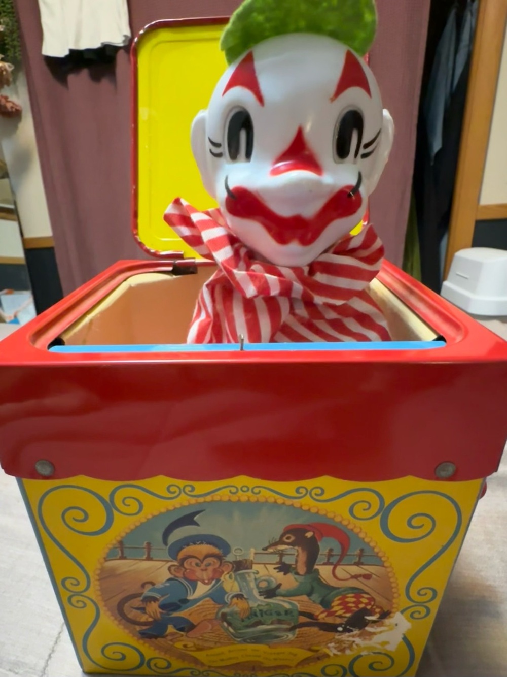Mattel 1950s Jack in the Music Box featuring “Jolly-Tune” the Clown